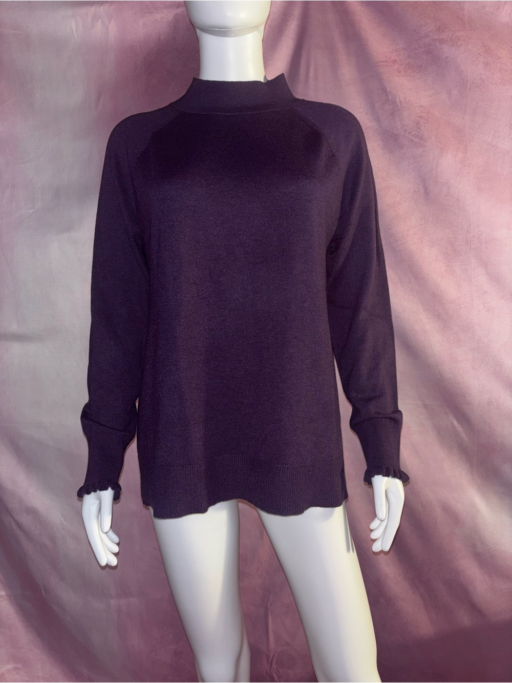 LOFT Deep Purple Mock Neck Sweater